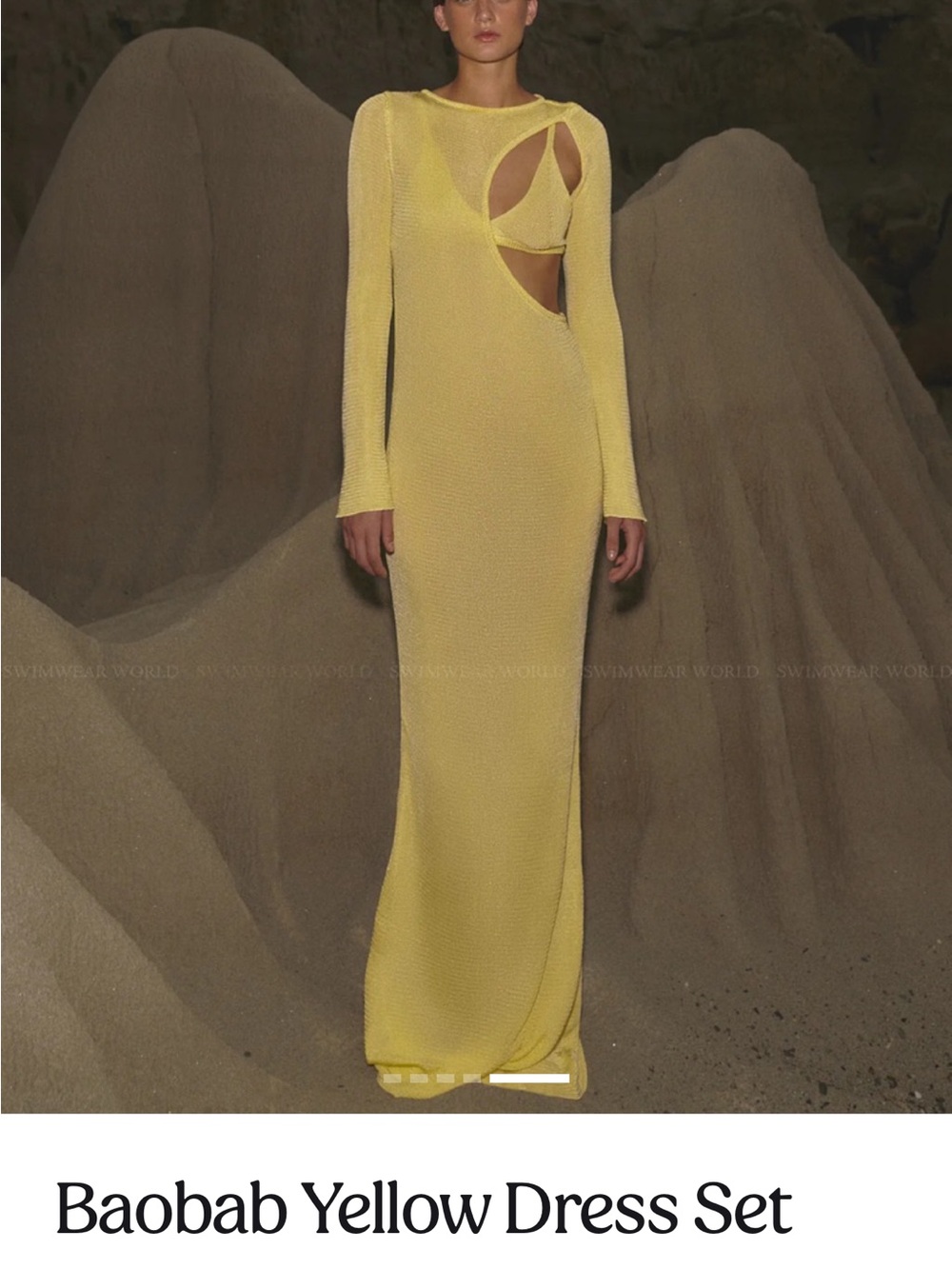 Baobab Collection Yellow Long-Sleeve Cutout Maxi Dress